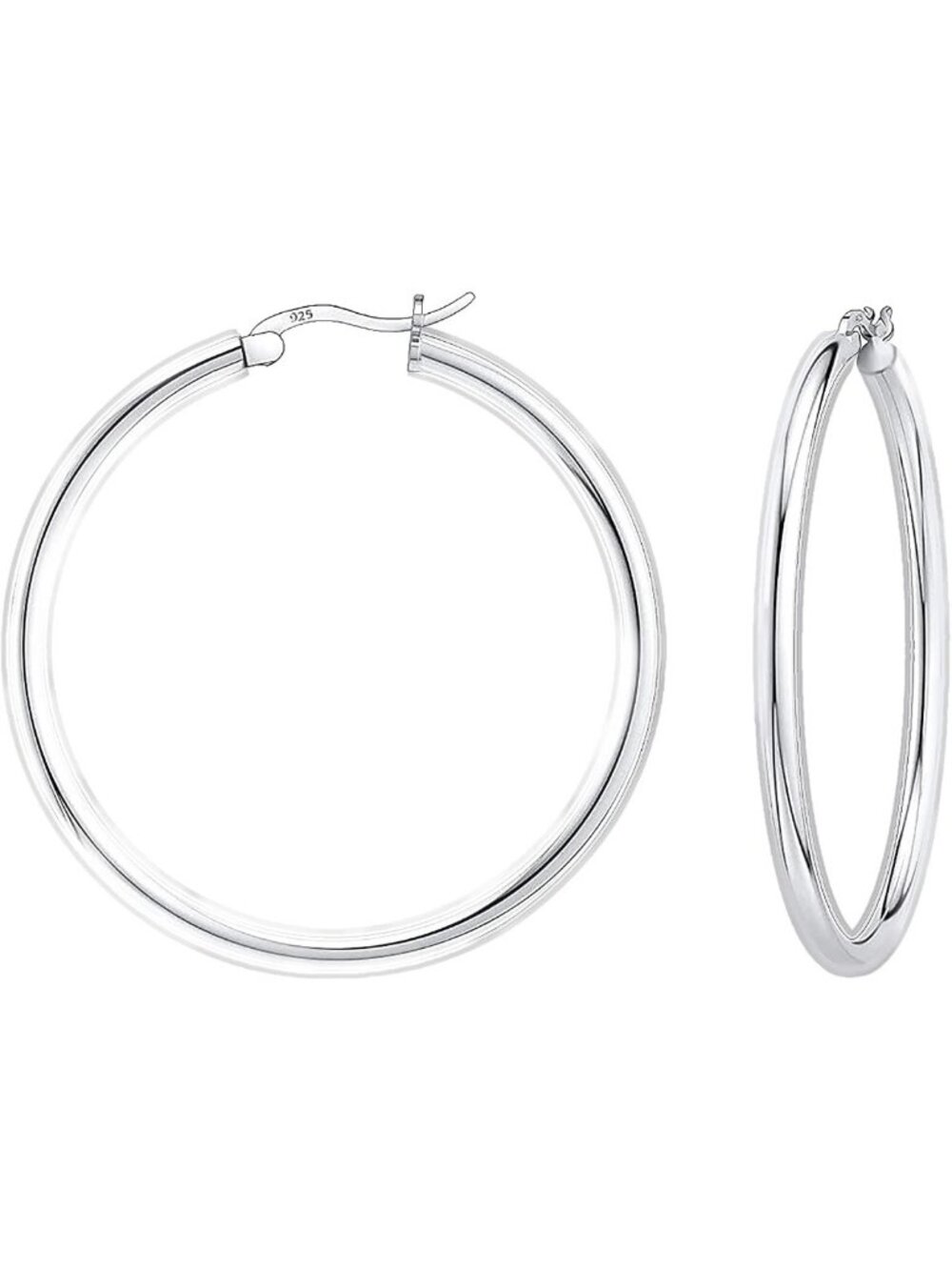 Sterling Silver 4MM Round Hoop Earrings for Women & Men - Gift Box Included